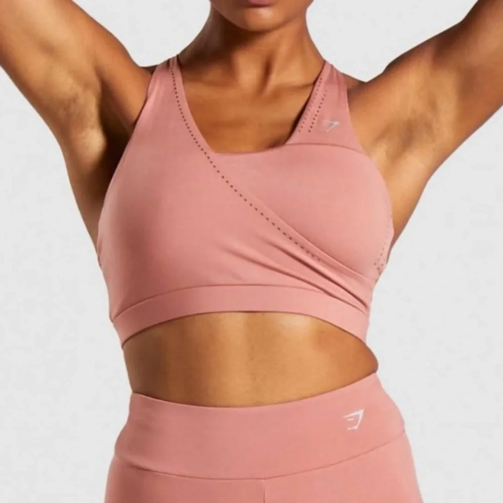 NEW Gymshark Laser Cut Strappy Sports Bra Deep Blush Pink Terracotta